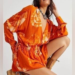 Free people orange tie dye Marla skort romper